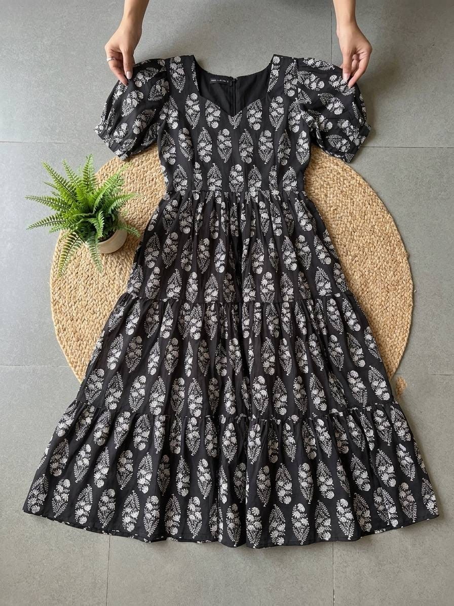 Black with White Soft Cotton Maxi